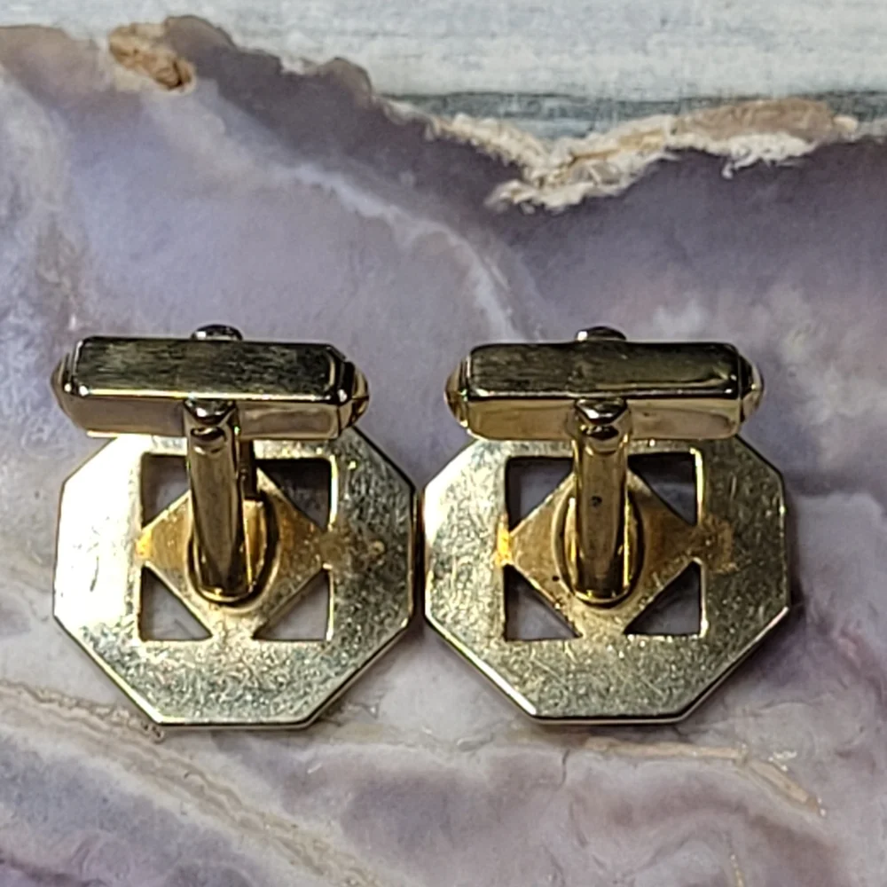 Vintage ANSON Geometric Gold Cufflinks